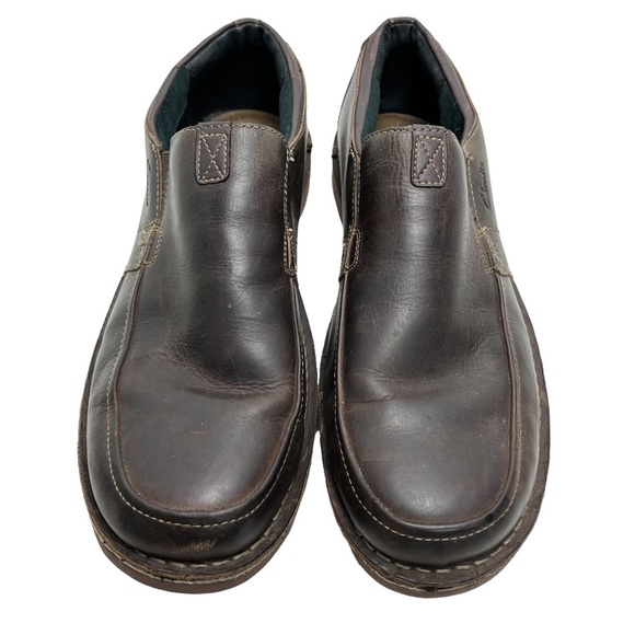 CLARKS Dark Chocolate Brown Genuine Leather Slip ON Loafers Casual Shoes sz 12 - Picture 3 of 16